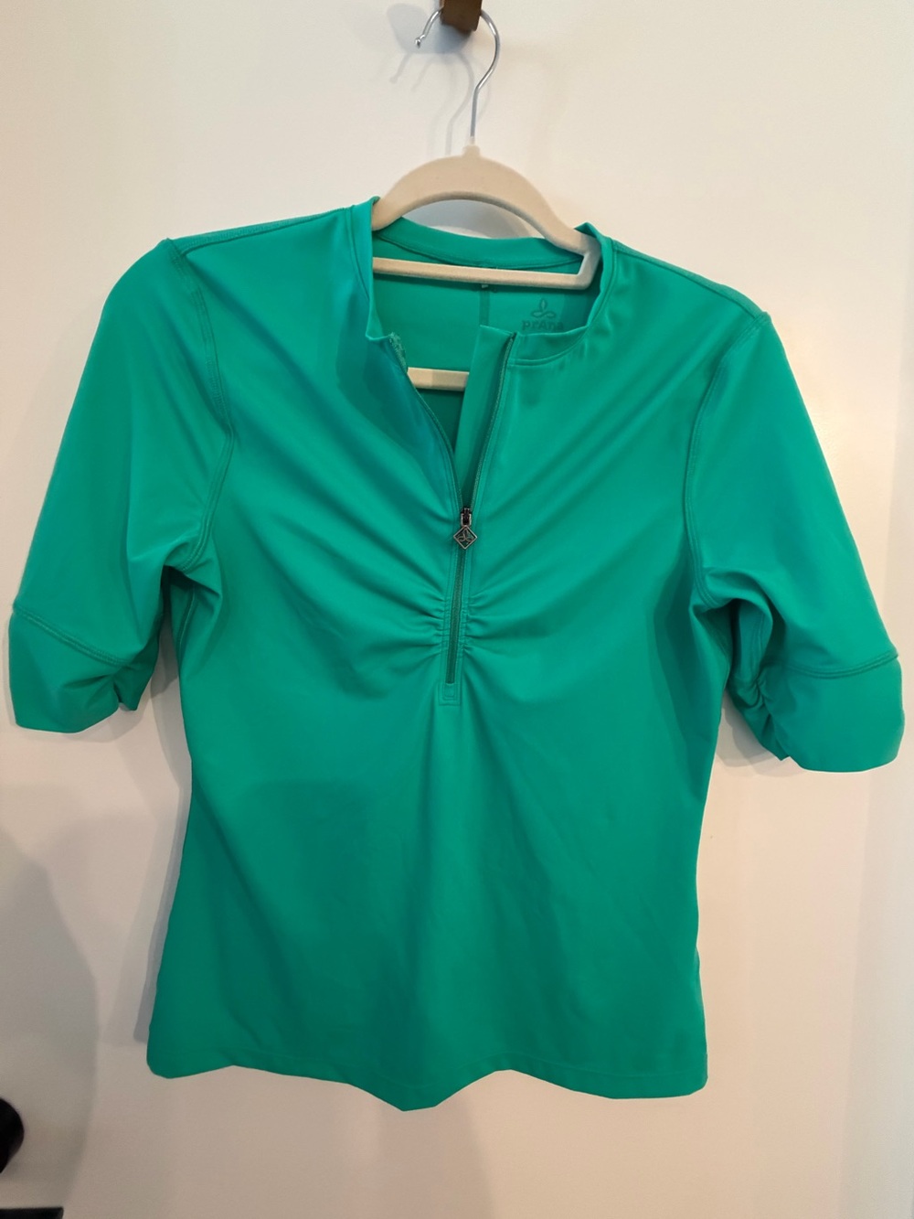 Prana Teal Green Half-Zip 3/4 Short Sleeve UPF Top